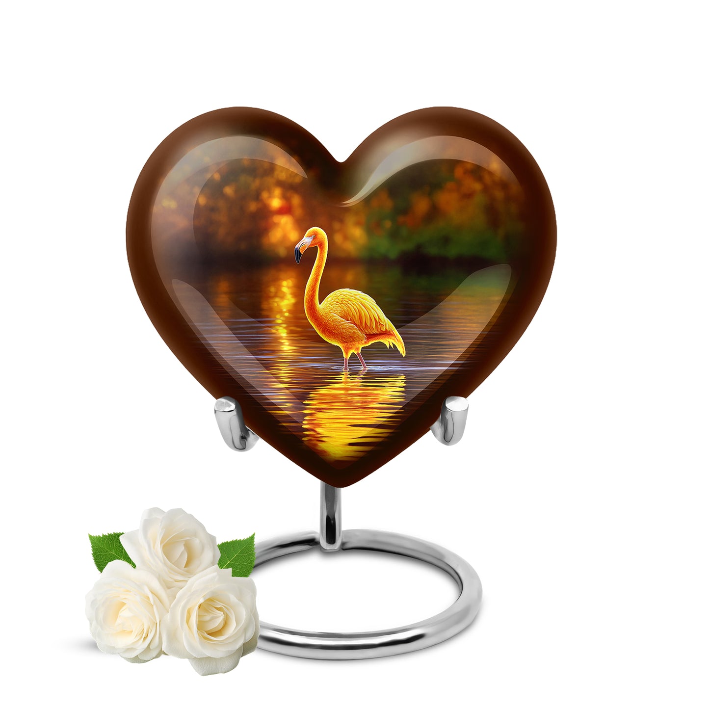 Personalized Elegant Flamingo Cremation Urns - Gold 10-inch, 200 cu in - Yatskia