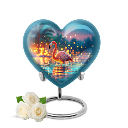 Radiant Flamingo Memorial Cremation Urns - Teal 10-inch, 200 cu in - Yatskia