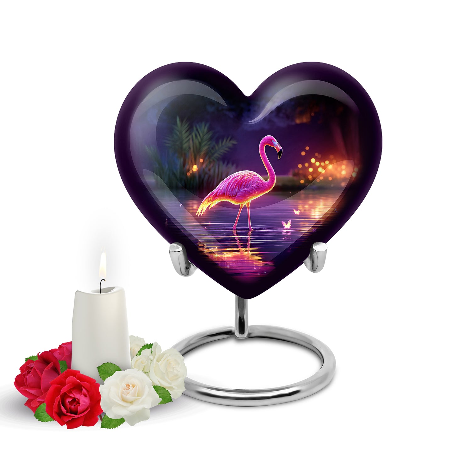 Divine Purple Flamingo Cremation Urn for Ashes - 10-inch, 200 cu in - Yatskia