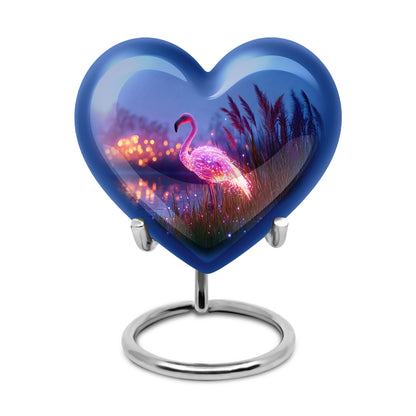 Blue Comforting Flamingo Memorial Urn for Ashes - 10-inch, 200 cu in - Yatskia
