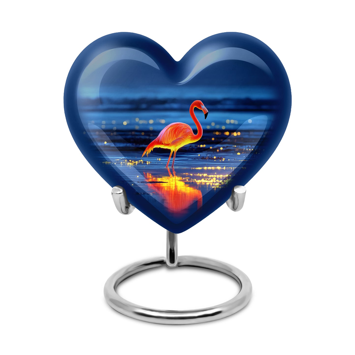 Graceful Blue Flamingo Journey Urn for Human Ashes - 10-inch, 200 cu in - Yatskia