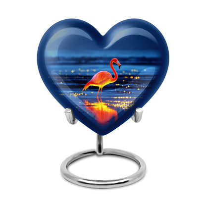 Graceful Blue Flamingo Journey Urn for Human Ashes - 10-inch, 200 cu in - Yatskia