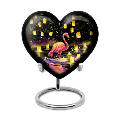 Black Treasured Flamingo Cremation Urns for Human Ashes - 10-inch, 200 cu in - Yatskia