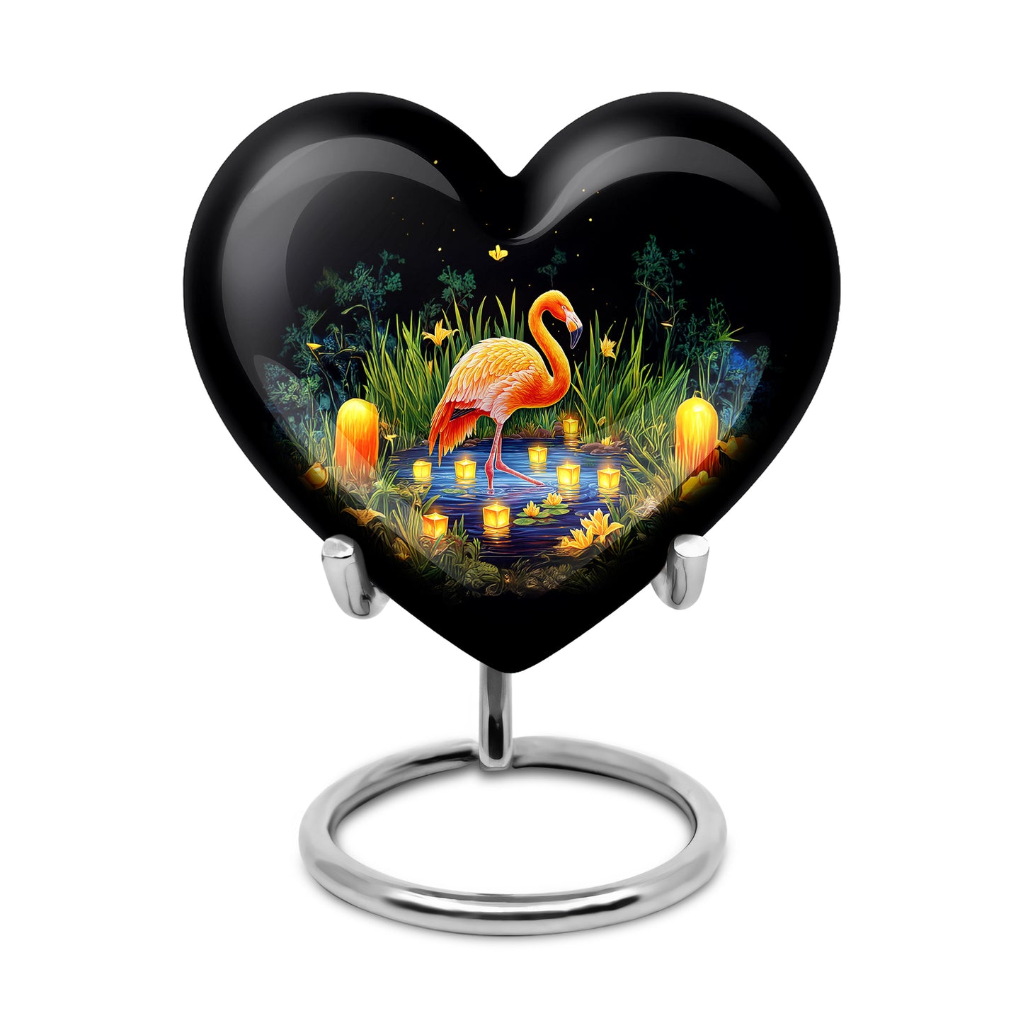 Black Flamingo Cremation Urns - Glorious Tribute 10-inch, 200 cu in - Yatskia