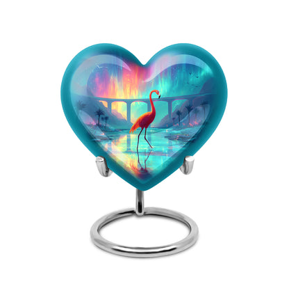 Blue Flamingo Dedication Cremation Urns for Human Ashes - 10-inch, 200 cu in - Yatskia