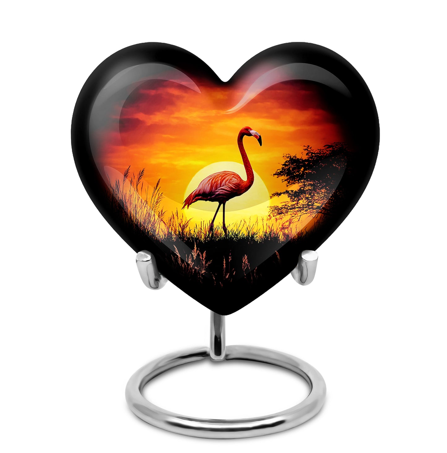 Black Comforting Flamingo Memorial Urn for Ashes - 10-inch, 200 cu in - Yatskia