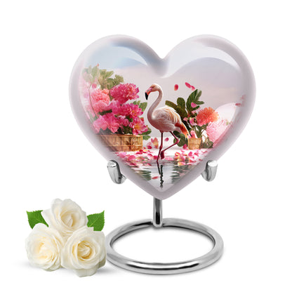 Personalized Silver Revered Flamingo Cremation Urns for Human Ashes - 10-inch, 200 cu in - Yatskia