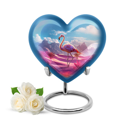 Personalized Flamingo Cremation Urns - Pristine Blue 10-inch, 200 cu in - Yatskia