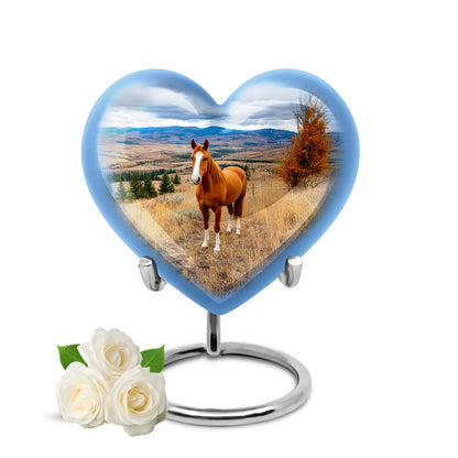 Blue Beloved Horse Cremation Urns for Human Ashes - 10-inch, 200 cu in - Yatskia