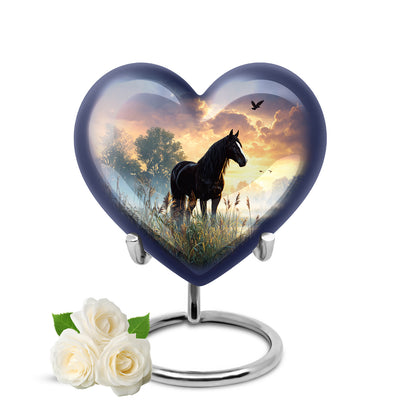 Black Horse Cremation Urns - Opulent Honor 10-inch, 200 cu in - Yatskia