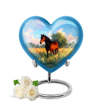 Personalized Blue Heavenly Horse Cremation Urns for Human Ashes - 10-inch, 200 cu in - Yatskia