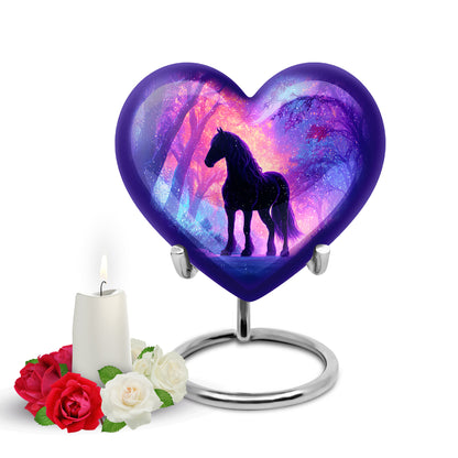 Personalized Blue Horse Cremation Urns for Ashes - Peaceful 10-inch - Yatskia