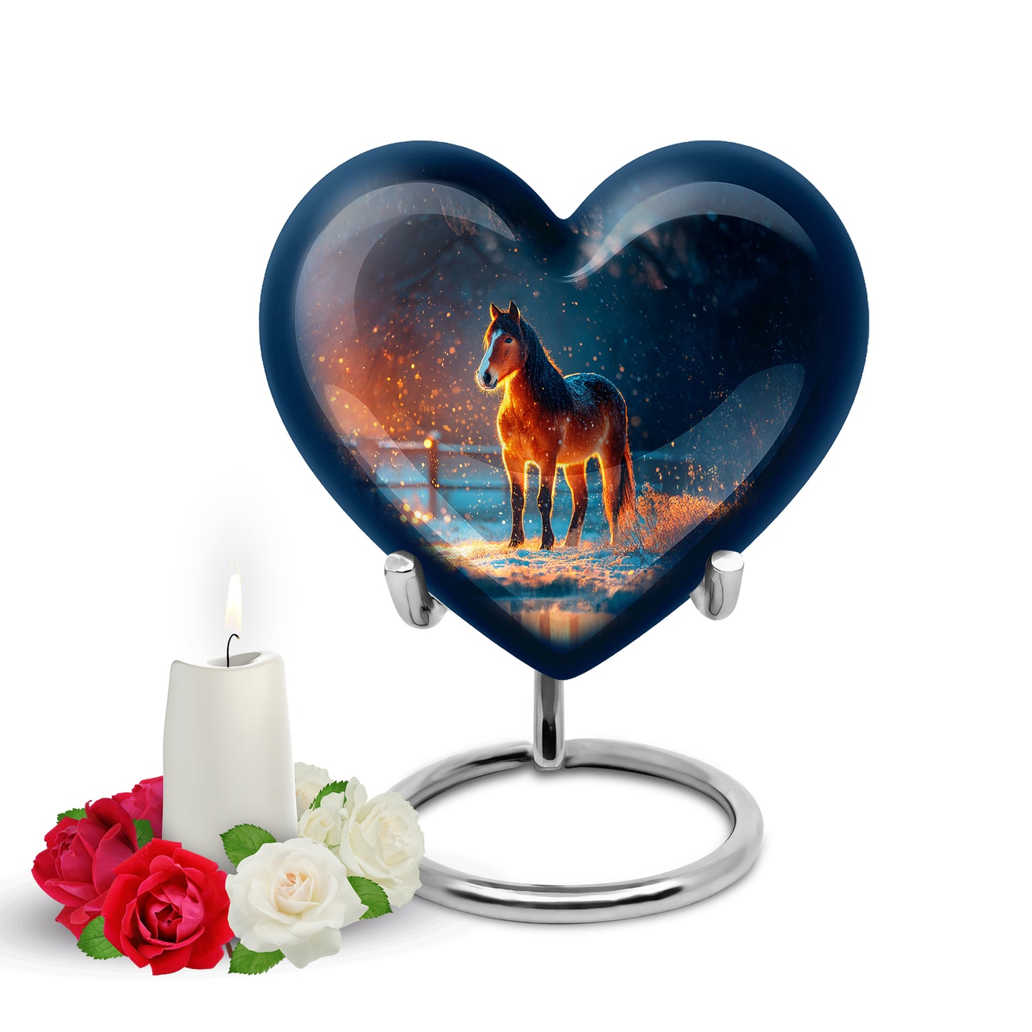 Divine Blue Horse Cremation Urn for Ashes - 10-inch, 200 cu in - Yatskia