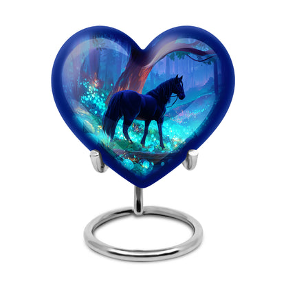Distinguished Blue Horse Cremation Urn for Ashes - 10-inch, 200 cu in - Yatskia