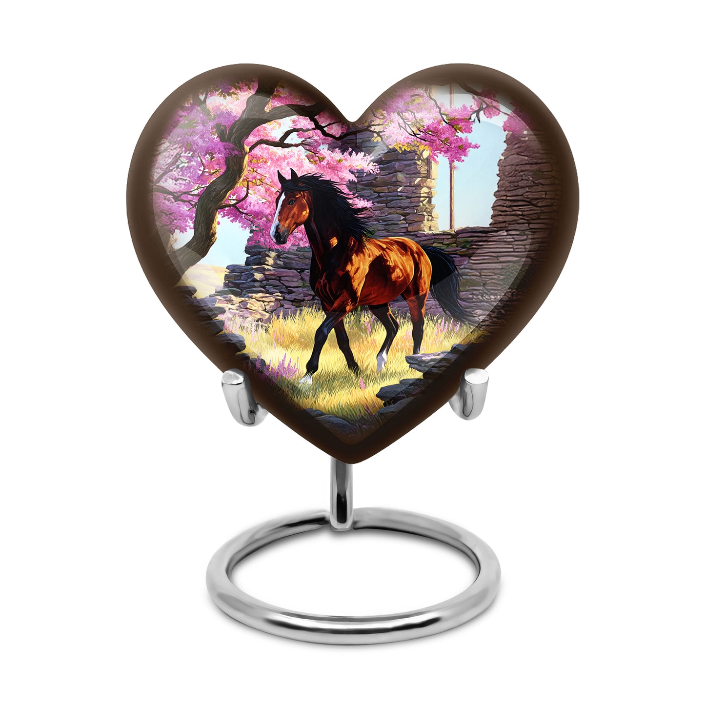 Personalized Pink Heavenly Horse Cremation Urns for Human Ashes - 10-inch, 200 cu in - Yatskia
