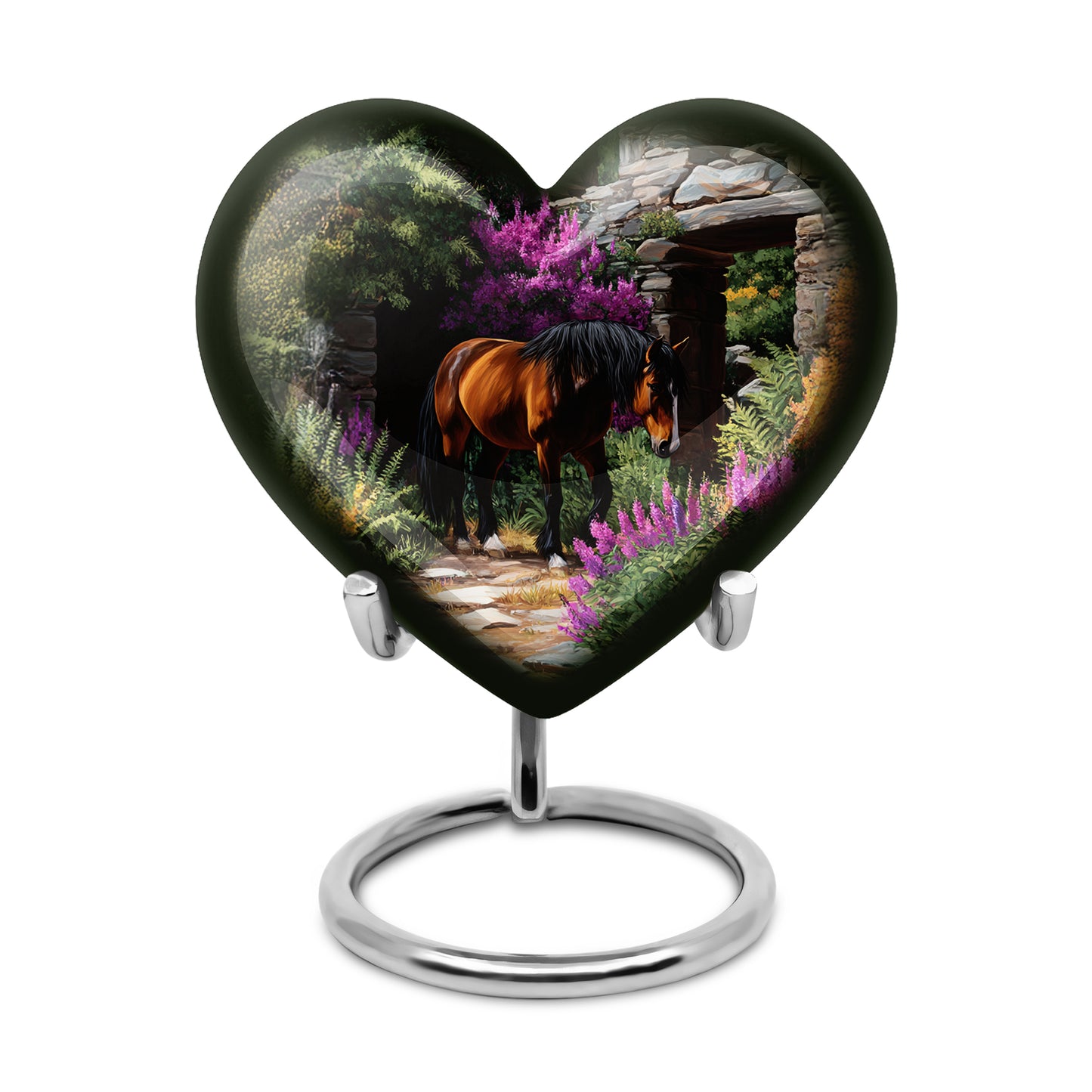 Personalized Black Horse Cremation Urns for Ashes - Enchanting 10-inch - Yatskia