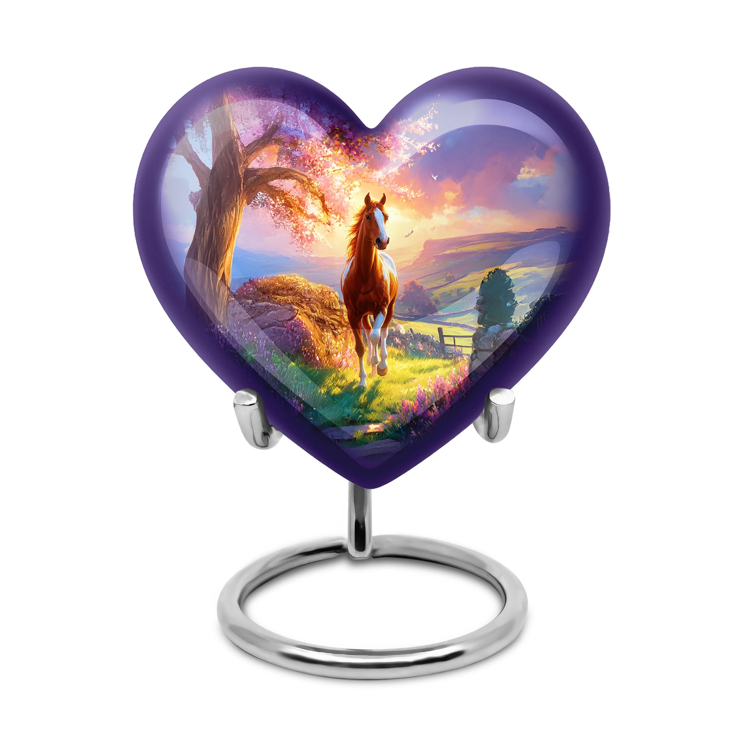 Stunning Blue Horse Promise Urn for Human Ashes - 10-inch, 200 cu in - Yatskia