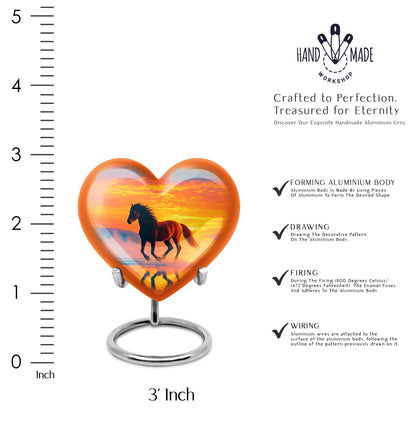 Cobalt Blue Horse Cremation Urn front view showing detailed design - compassionate heart-horse combination with gentle curves - mini keepsake memorial for portion of cremation ashes