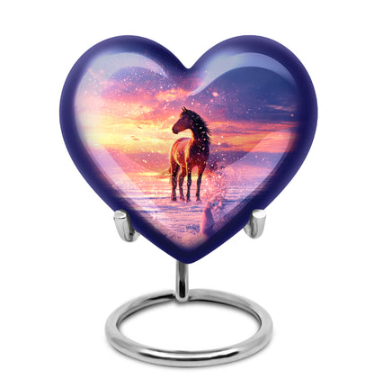Remarkable Horse Memorial Cremation Urns - Blue 10-inch, 200 cu in - Yatskia
