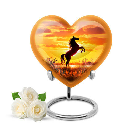 Radiant Horse Memorial Cremation Urns - Red 10-inch, 200 cu in - Yatskia