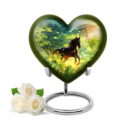 Teal Horse Cremation Urns - Honored Remembrance 10-inch, 200 cu in - Yatskia