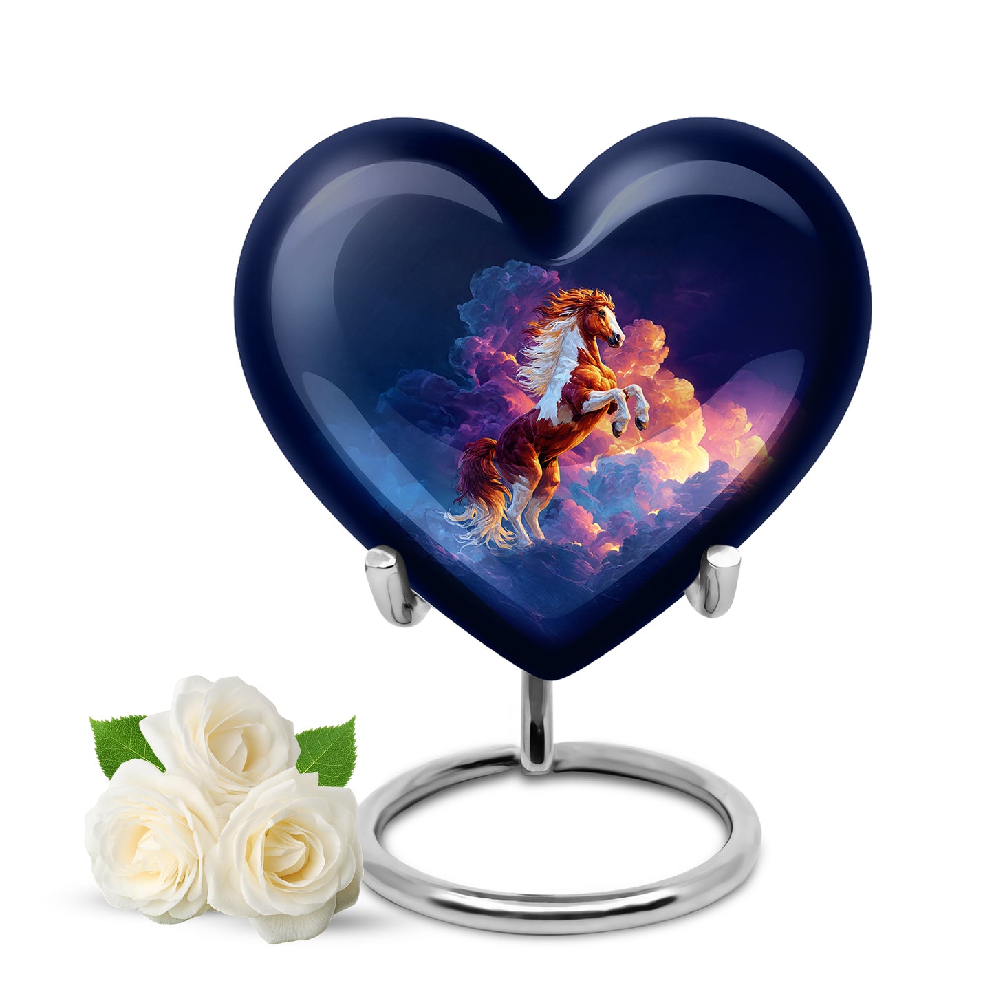 Lustrous Horse Cremation Urns for Human Ashes - Blue 10-inch - Yatskia