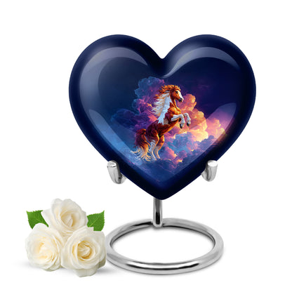 Lustrous Horse Cremation Urns for Human Ashes - Blue 10-inch - Yatskia
