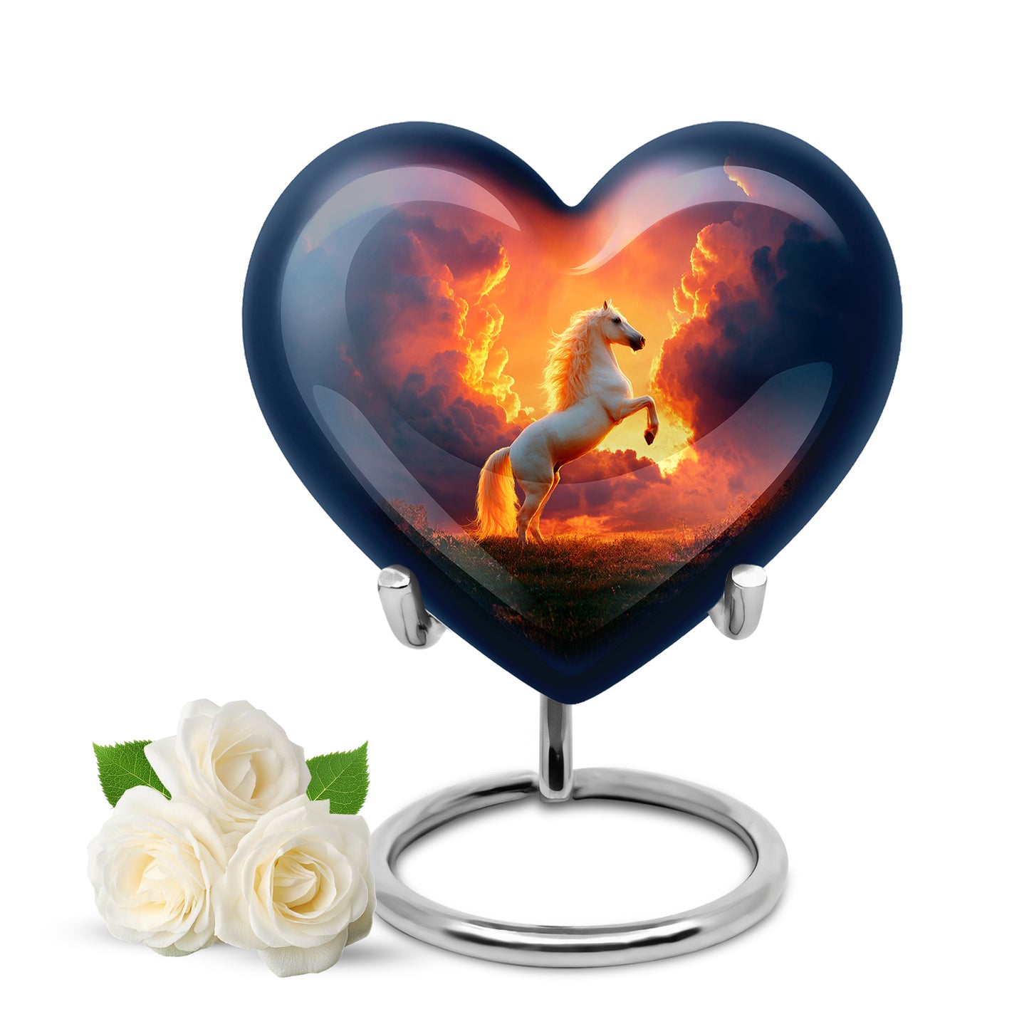 Personalized Red Sovereign Horse Cremation Urns for Human Ashes - 10-inch, 200 cu in - Yatskia