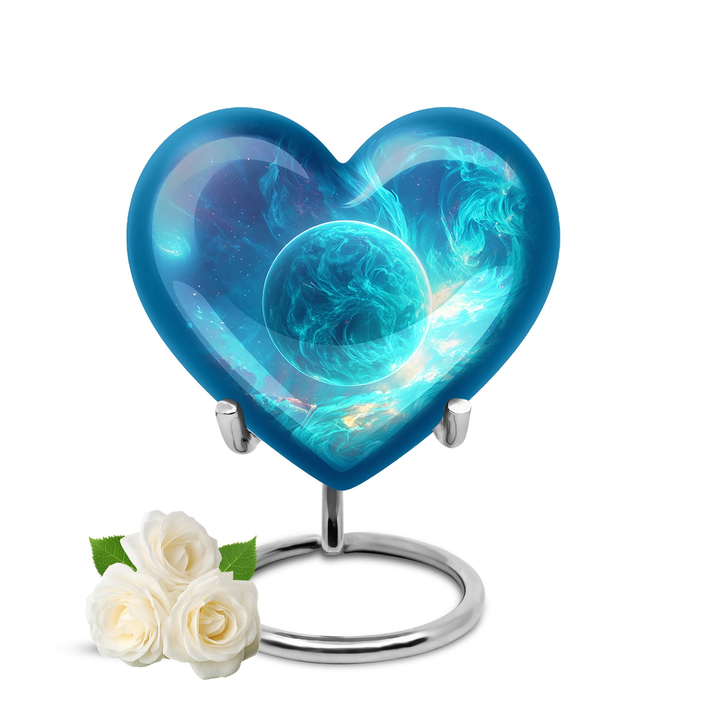 Radiant Galaxy Memorial Cremation Urns - Blue 10-inch, 200 cu in - Yatskia