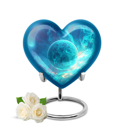 Radiant Galaxy Memorial Cremation Urns - Blue 10-inch, 200 cu in - Yatskia