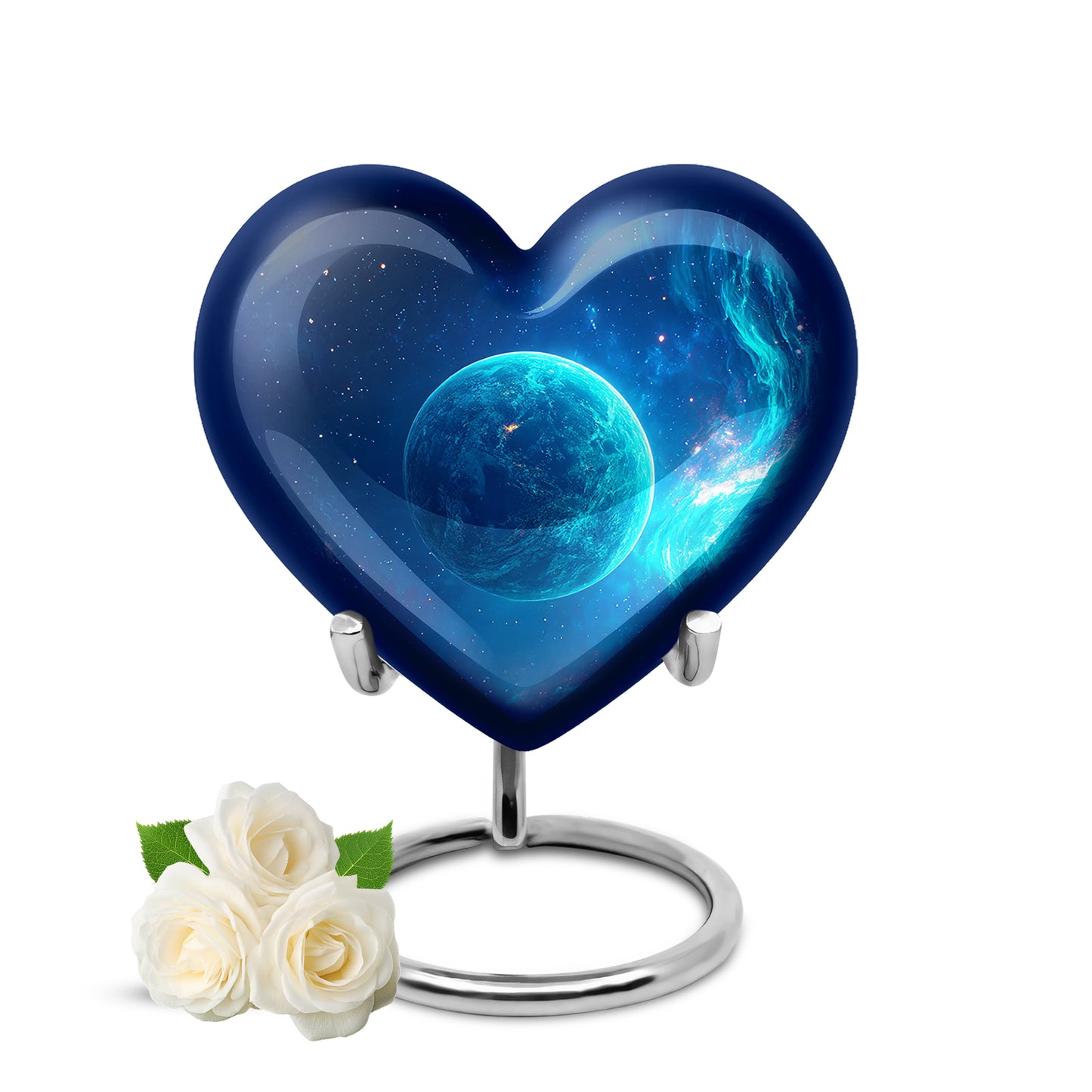 Personalized Refined Galaxy Cremation Urns - Blue 10-inch, 200 cu in - Yatskia
