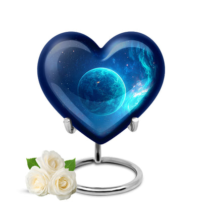 Personalized Refined Galaxy Cremation Urns - Blue 10-inch, 200 cu in - Yatskia