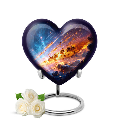 Personalized Blue Cherished Galaxy Cremation Urns for Human Ashes - 10-inch, 200 cu in - Yatskia