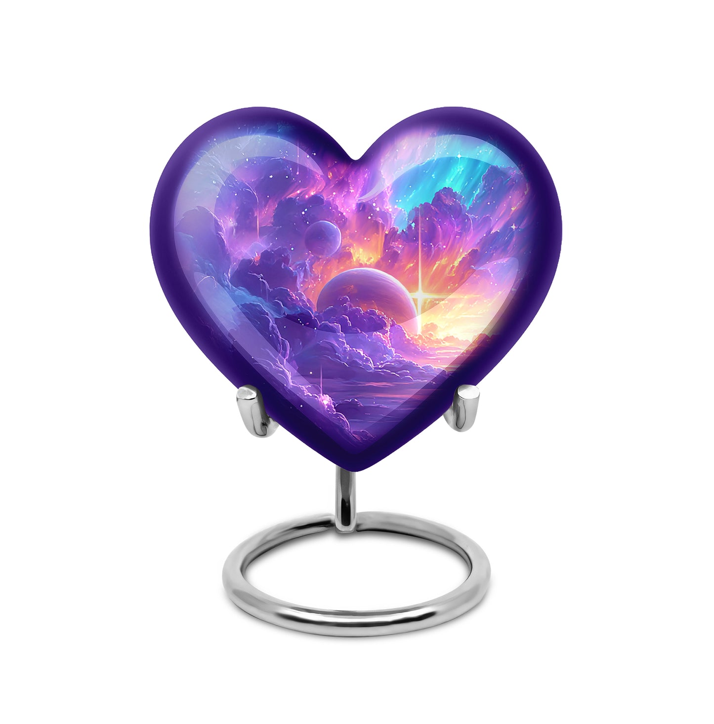 Purple Galaxy Cremation Urns - Glorious Sentinel 10-inch, 200 cu in - Yatskia