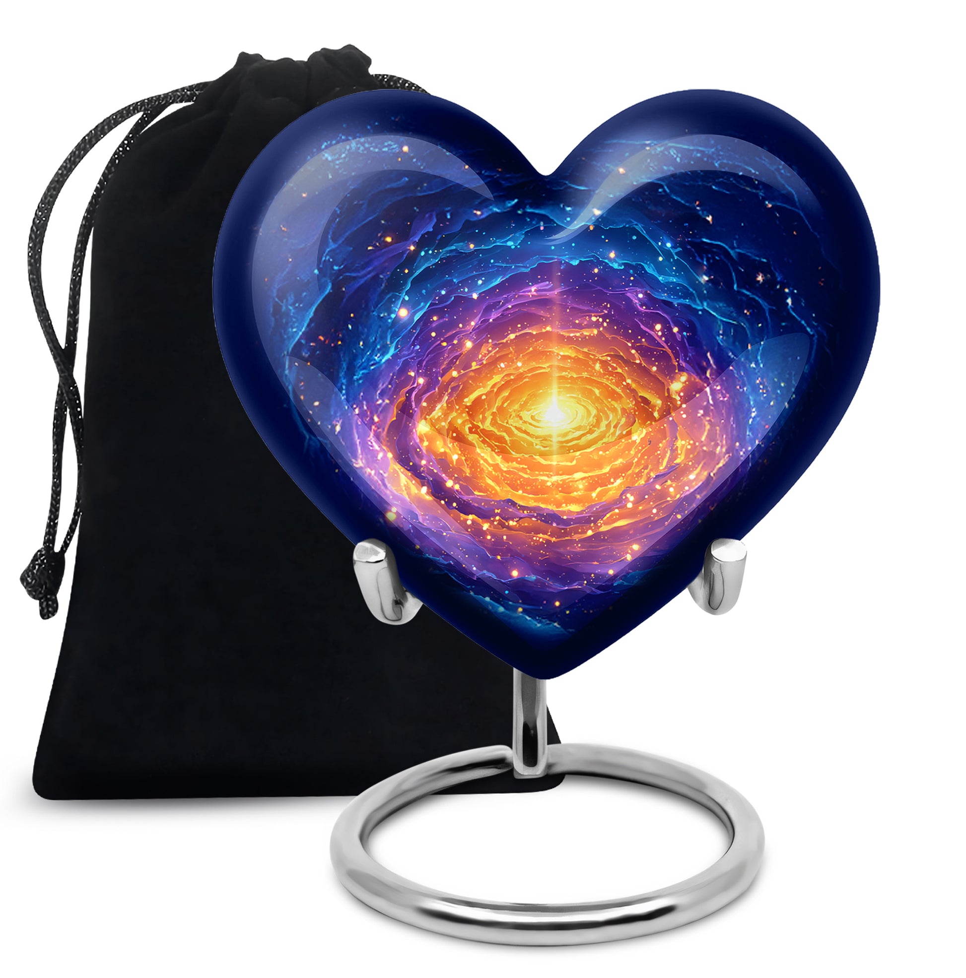 Azure Galaxy Cremation Urn detail view - heart-shaped galaxy design symbolizing eternal love - full-size 10 inch 200 cubic inch adult cremation urn