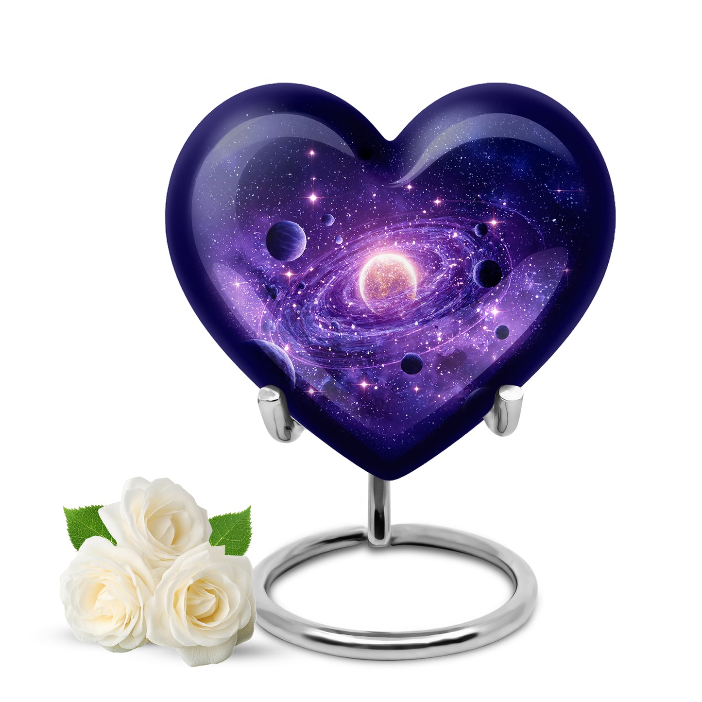 Purple Galaxy Commemoration Cremation Urns for Human Ashes - 10-inch, 200 cu in - Yatskia
