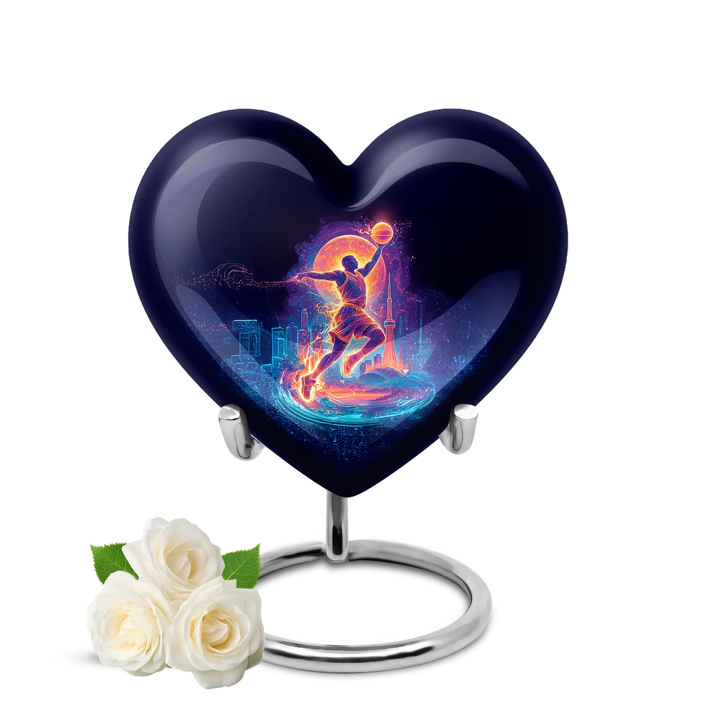 Personalized Black Basketball Cremation Urns for Ashes - Peaceful 10-inch - Yatskia