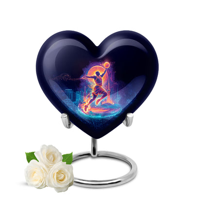 Personalized Black Basketball Cremation Urns for Ashes - Peaceful 10-inch - Yatskia