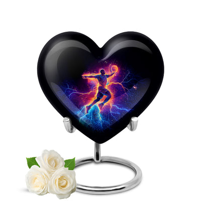 Black Treasured Basketball Cremation Urns for Human Ashes - 10-inch, 200 cu in - Yatskia