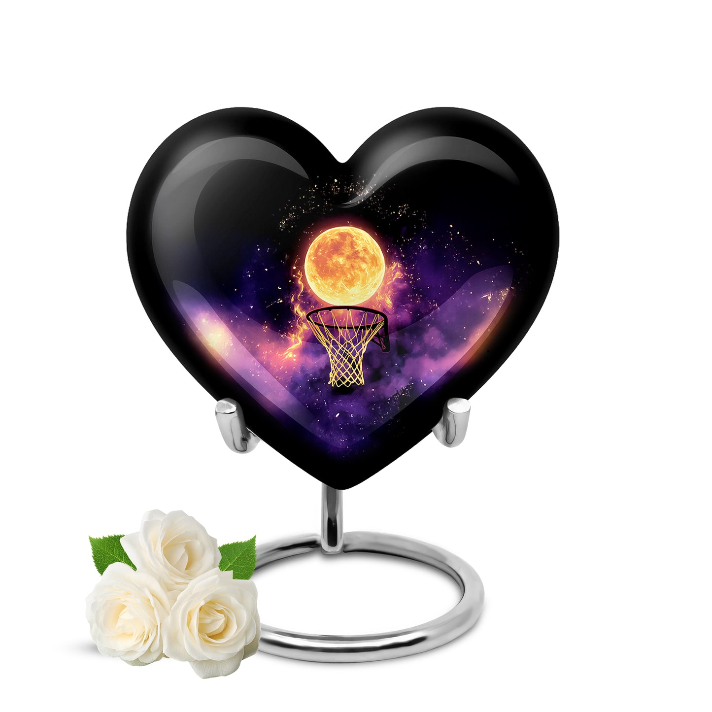 Ethereal Basketball Memorial Cremation Urns - Black 10-inch, 200 cu in - Yatskia