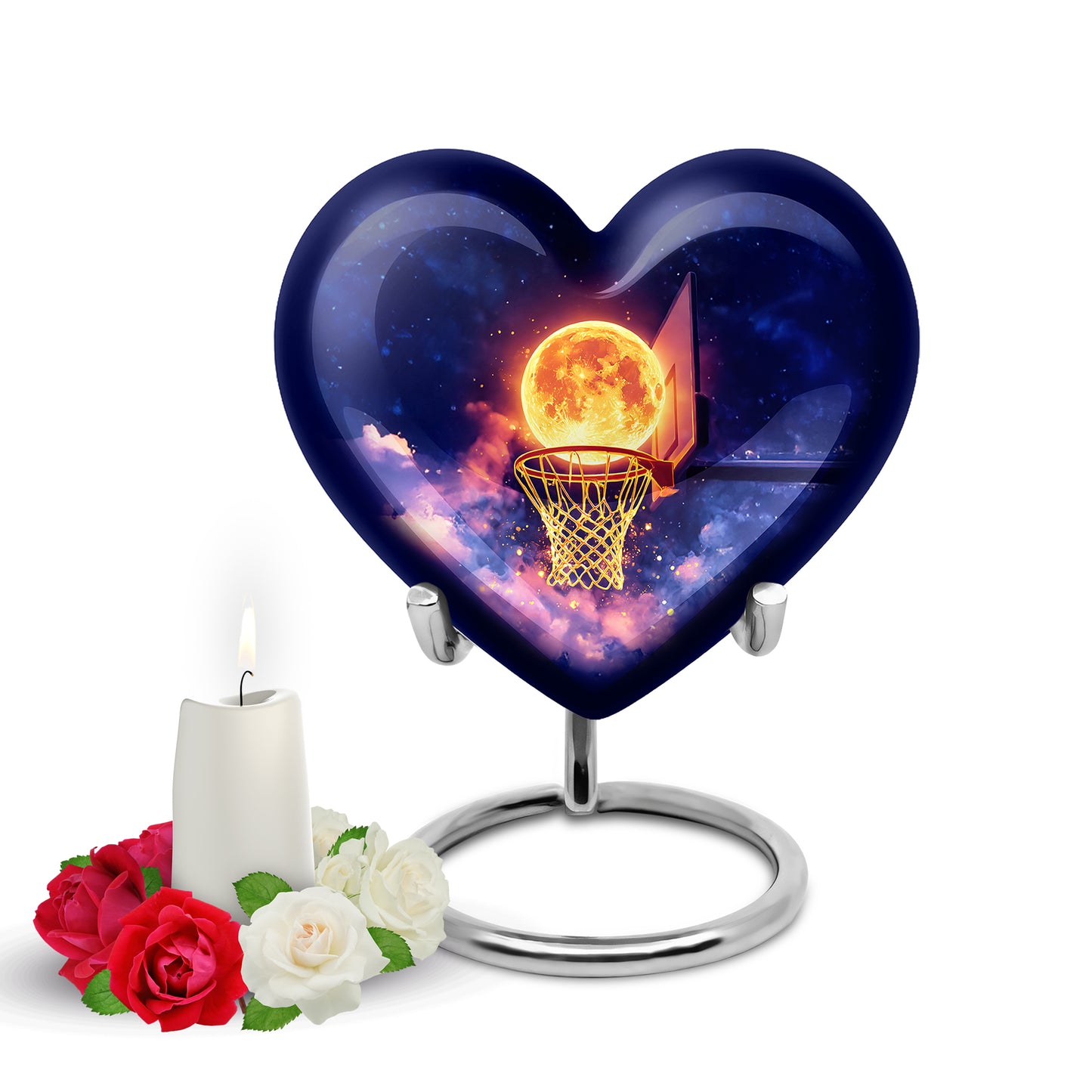 Radiant Basketball Memorial Cremation Urns - Blue 10-inch, 200 cu in - Yatskia