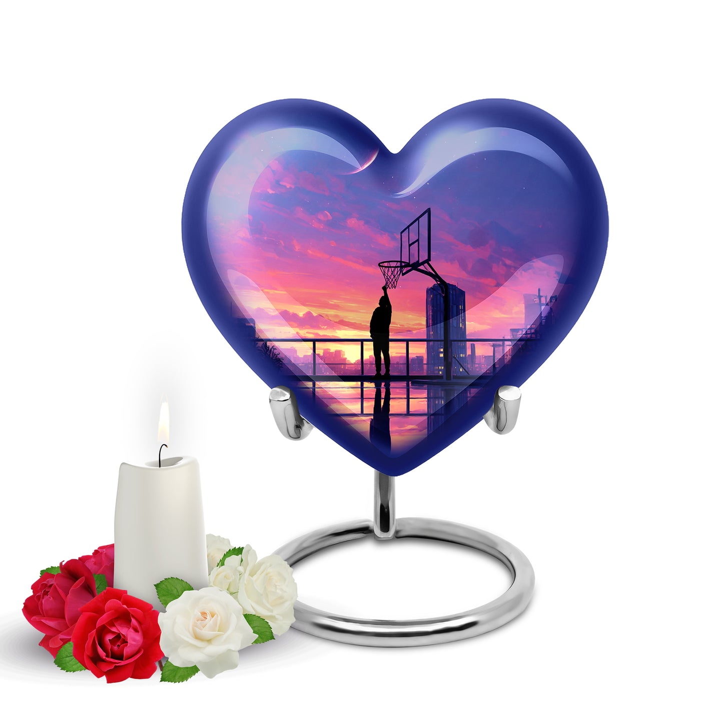 Lustrous Basketball Cremation Urns for Human Ashes - Blue 10-inch - Yatskia