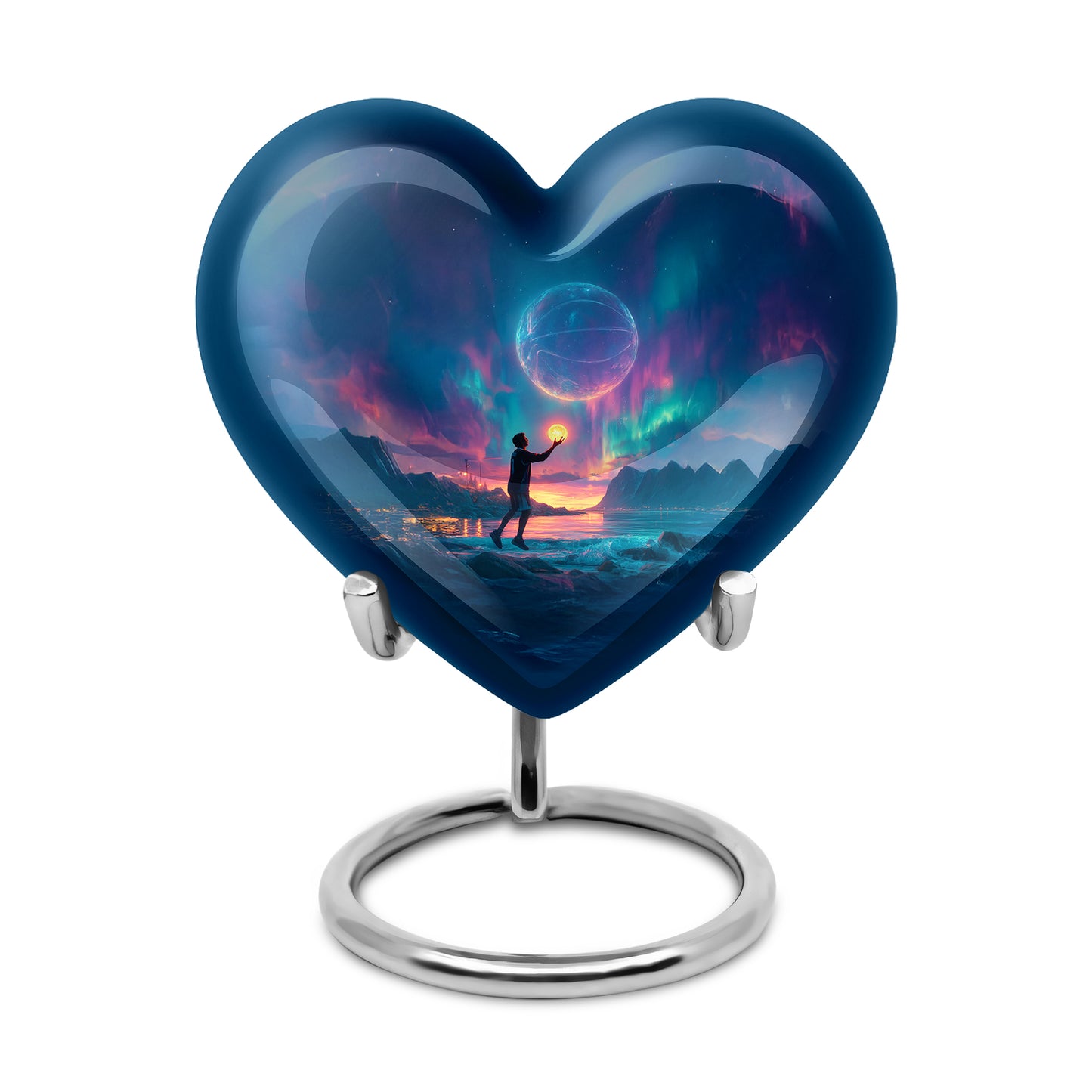 Dignified Blue Basketball Cremation Urn for Ashes - 10-inch, 200 cu in - Yatskia