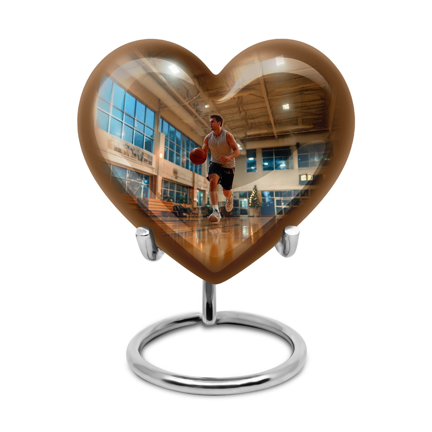 Personalized Gold Steadfast Basketball Cremation Urns for Human Ashes - 10-inch, 200 cu in - Yatskia