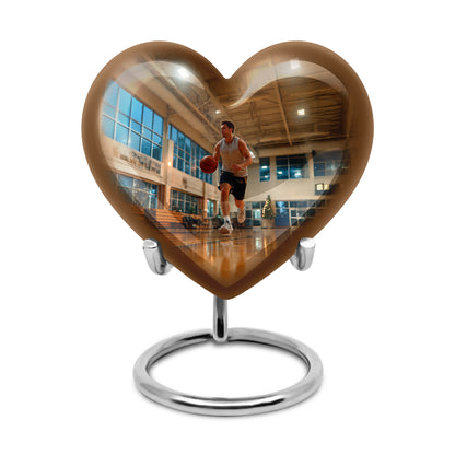 Personalized Gold Steadfast Basketball Cremation Urns for Human Ashes - 10-inch, 200 cu in - Yatskia
