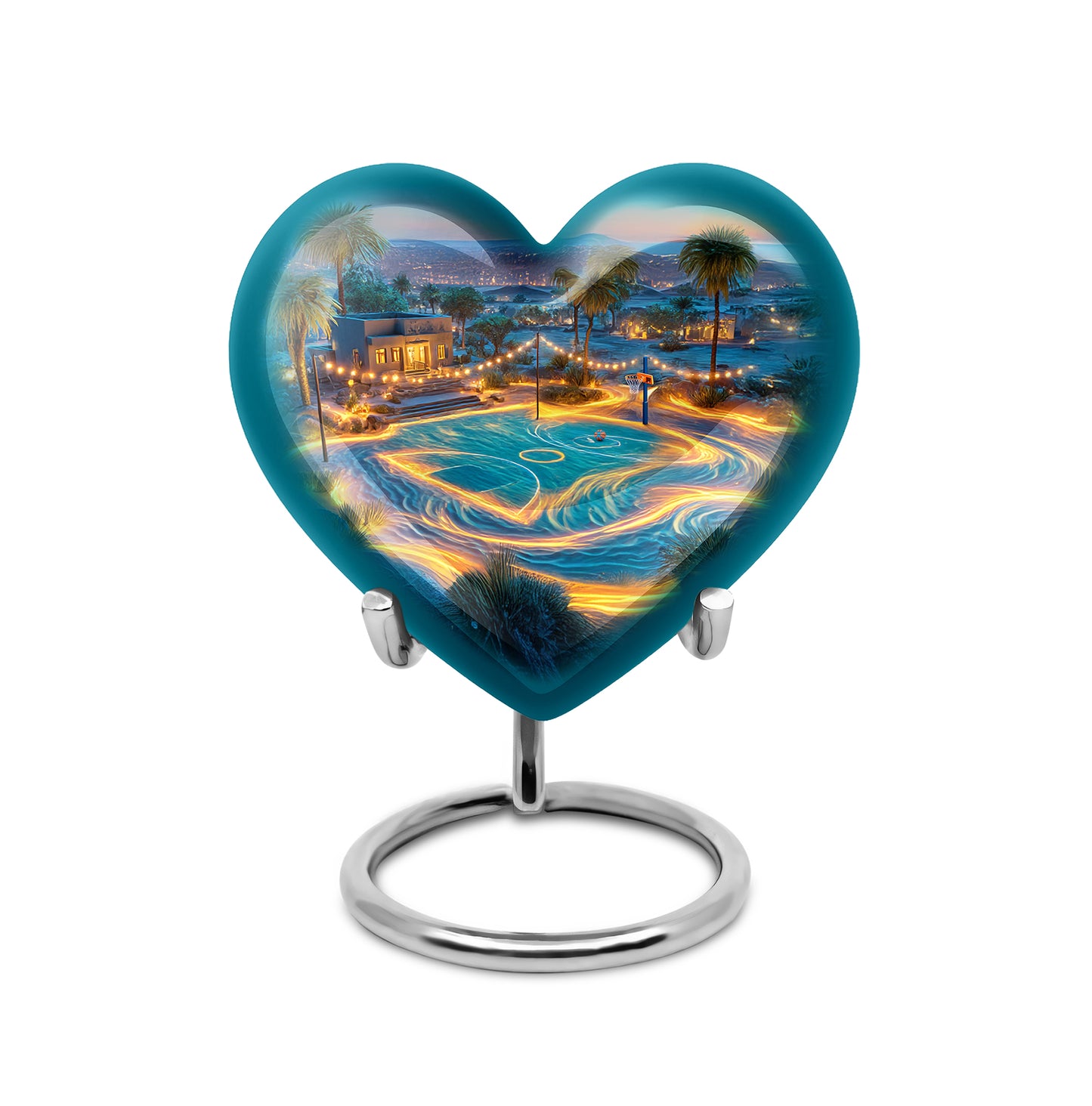 Blue Beloved Basketball Cremation Urns for Human Ashes - 10-inch, 200 cu in - Yatskia