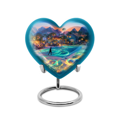 Hallowed Basketball Cremation Urns for Human Ashes - Blue 10-inch - Yatskia