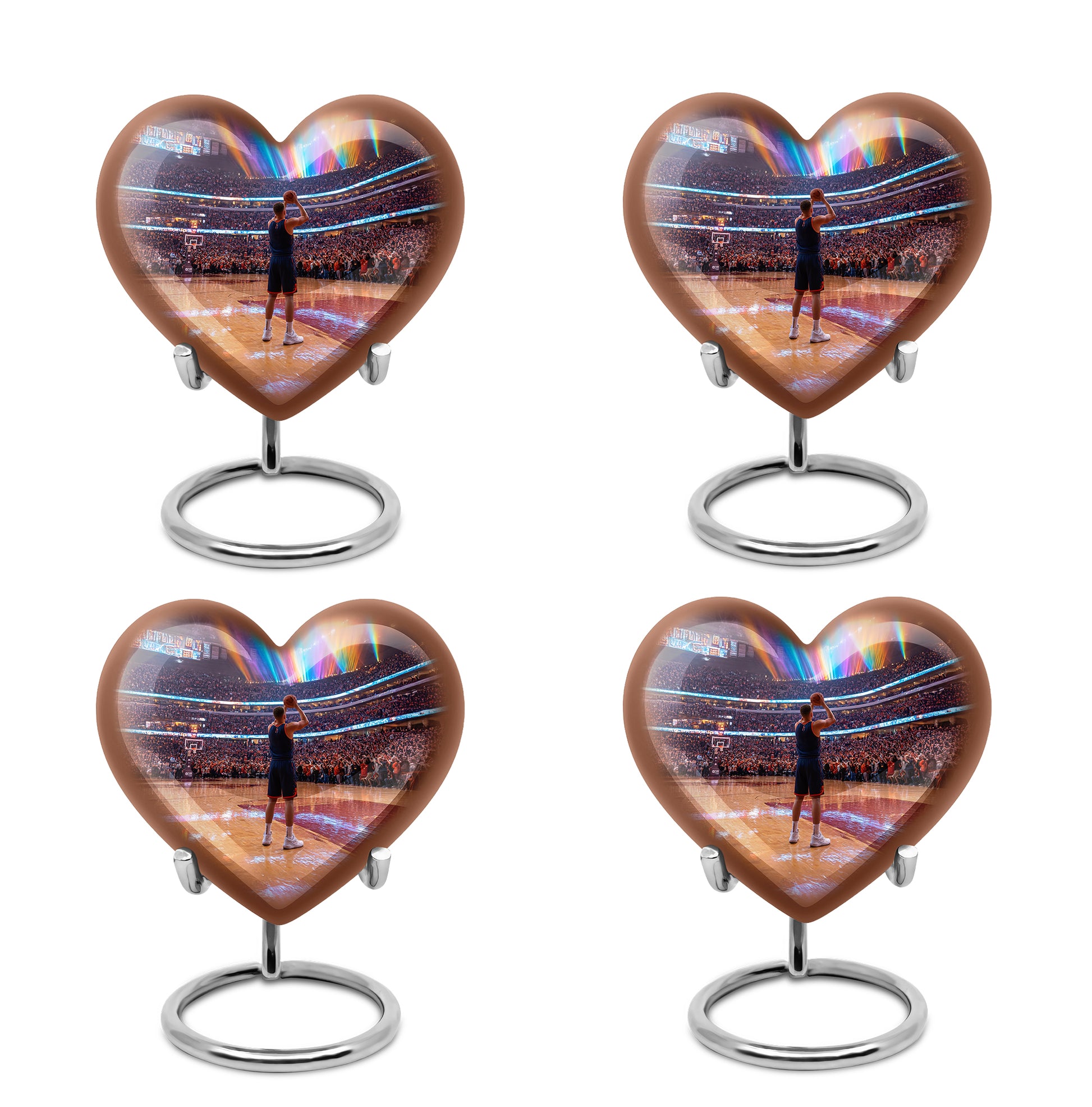 Obsidian Black Basketball Cremation Urn angled view of lid and engraved motif - compassionate heart-basketball combination with gentle curves - 10 inch aluminum urn for cremated remains