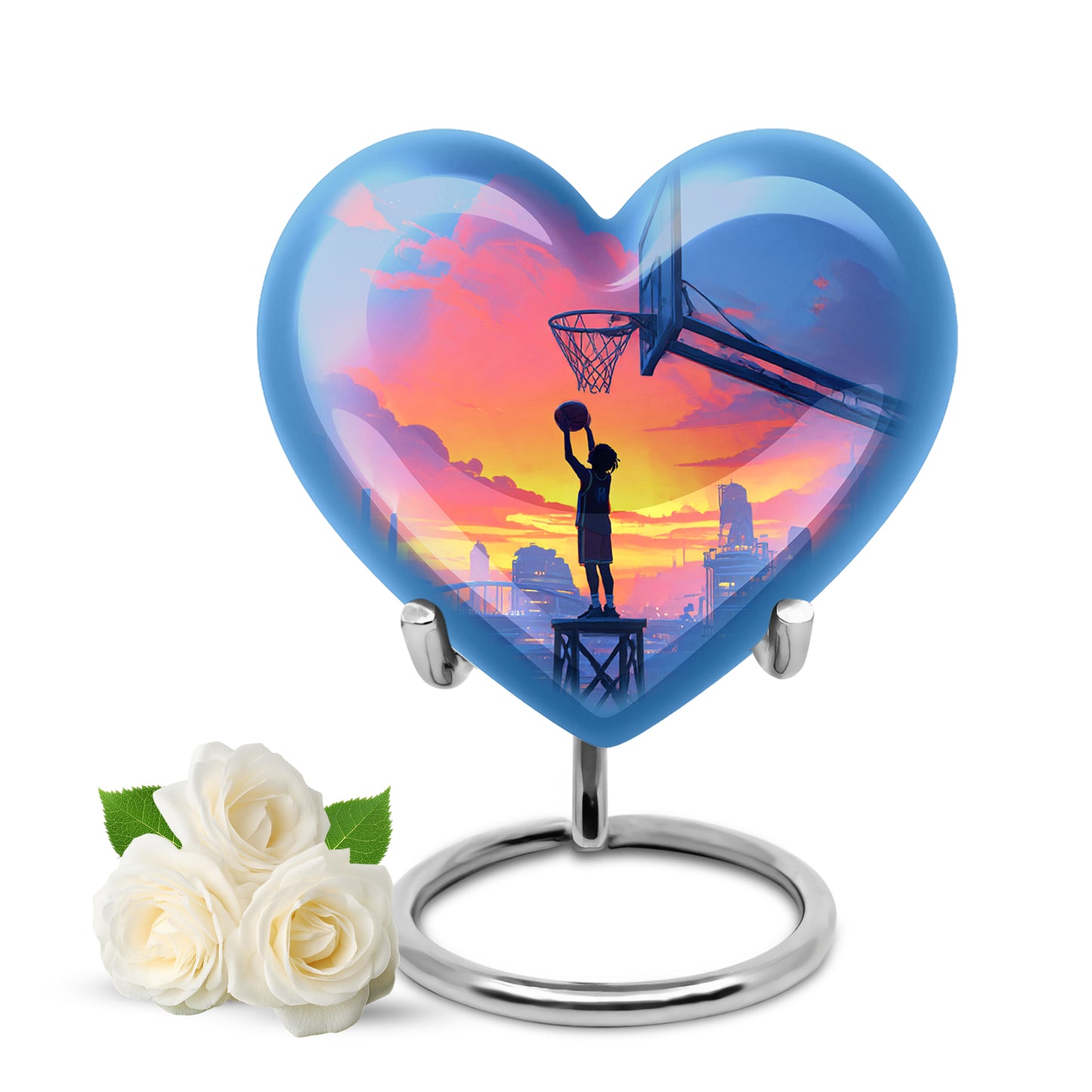 Distinguished Blue Basketball Cremation Urn for Ashes - 10-inch, 200 cu in - Yatskia