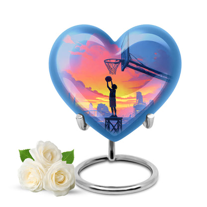 Distinguished Blue Basketball Cremation Urn for Ashes - 10-inch, 200 cu in - Yatskia
